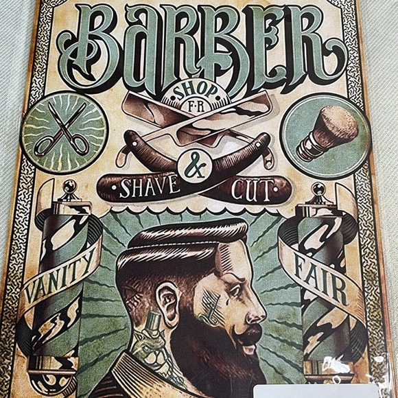 Vintage Vibe Vanity Fair Barber Shop Metal Sign 
Original Design Tin Metal Art - Picture 2 of 6